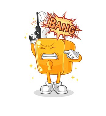 the padlock warning shot mascot. cartoon vecto