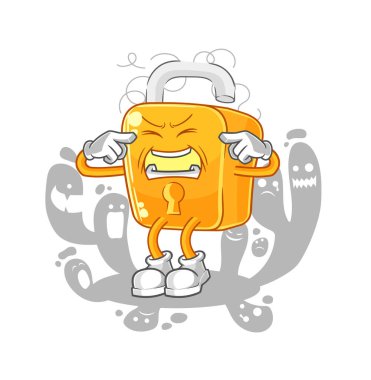 the depressed padlock character. cartoon vecto