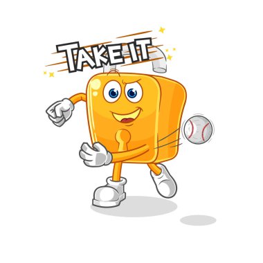 the padlock throwing baseball vector. cartoon characte