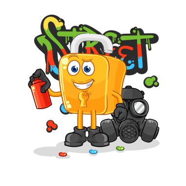 the padlock graffiti artist vector. cartoon characte