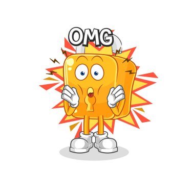 the padlock Oh my God vector. cartoon characte