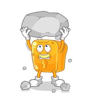 the padlock lifting rock cartoon character vecto