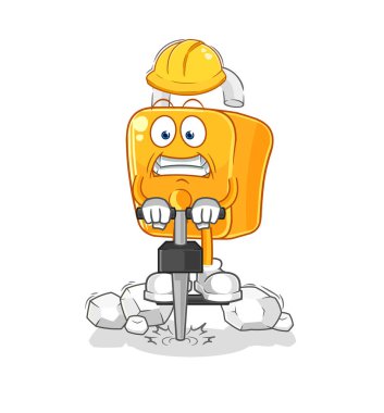 the padlock drill the ground cartoon character vecto