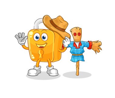 the padlock with scarecrows cartoon character vecto