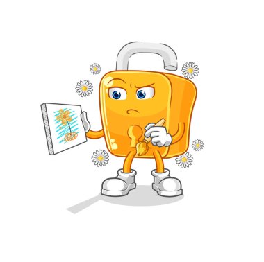 the padlock traditional painter cartoon character vecto