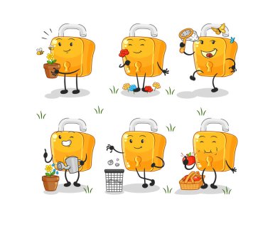 the padlock save the earth group. cartoon masco