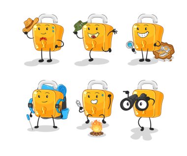 the padlock adventure group character. cartoon mascot vecto