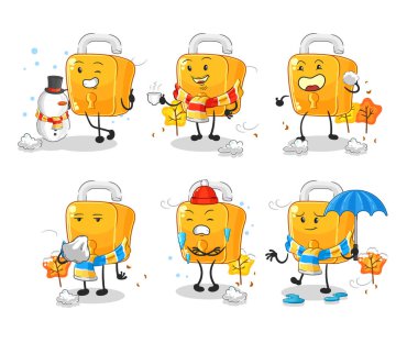 the padlock in cold weather character mascot vecto