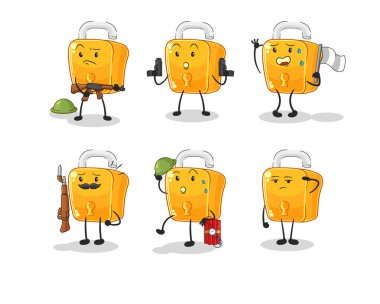 the padlock troops character. cartoon mascot vecto