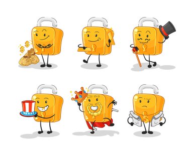 the padlock rich character. cartoon mascot vecto