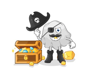 the ghost pirate with treasure mascot. cartoon vecto