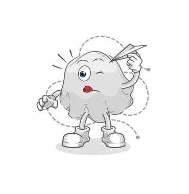 the ghost with paper plane character. cartoon mascot vecto
