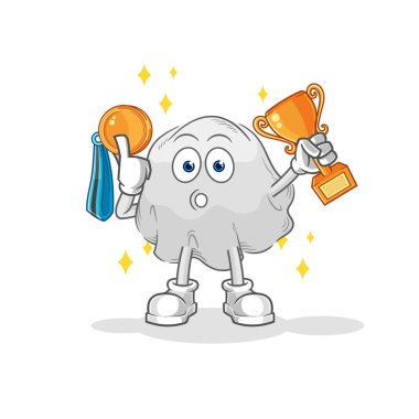 the ghost winner with trophie. cartoon characte