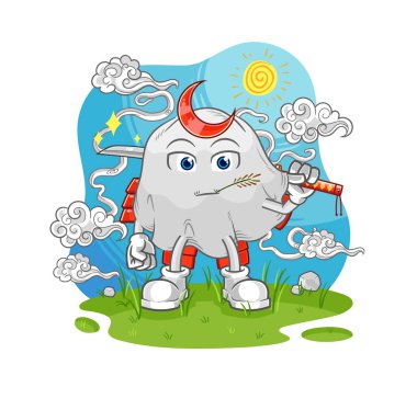 the ghost samurai cartoon. cartoon mascot vecto