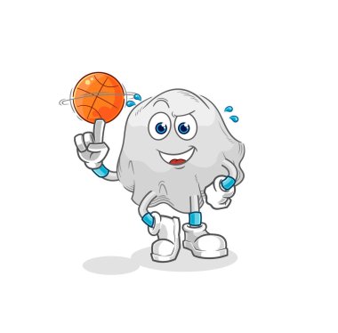 the ghost playing basket ball mascot. cartoon vecto