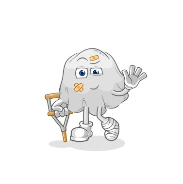 the ghost sick with limping stick. cartoon mascot vecto