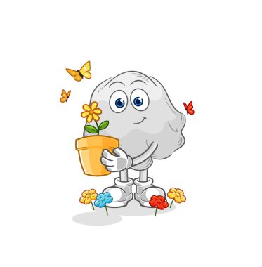 the ghost with a flower pot. character vecto