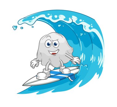 the ghost surfing character. cartoon mascot vecto