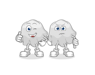 the ghost thumbs up and thumbs down. cartoon mascot vecto