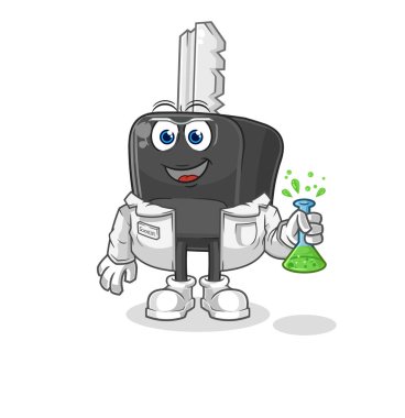 the car key scientist character. cartoon mascot vecto