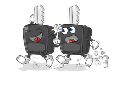 the car key play chase cartoon. cartoon mascot vecto