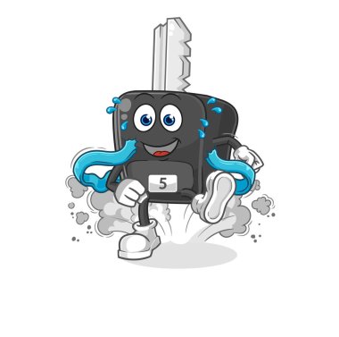 the car key runner character. cartoon mascot vecto