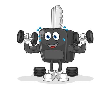 the car key weight training illustration. character vecto
