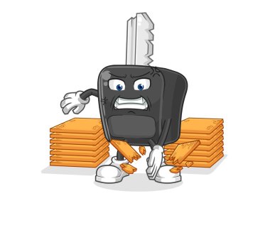 the car key karate mascot. cartoon vecto