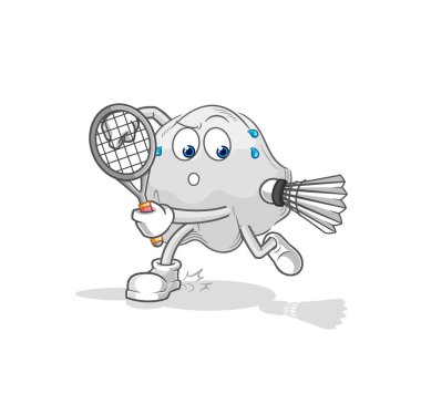 the ghost playing badminton illustration. character vecto
