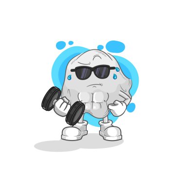 the ghost lifting dumbbell vector. cartoon characte