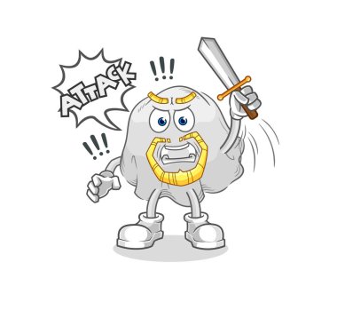 the ghost knights attack with sword. cartoon mascot vecto