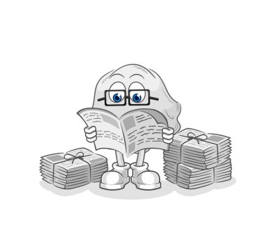 the ghost read newspaper cartoon. character vecto