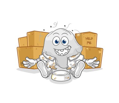 the ghost homeless character. cartoon mascot vecto