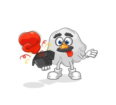 the ghost prank glove in the box. cartoon masco