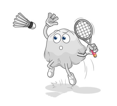 the ghost smash at badminton cartoon. cartoon mascot vecto