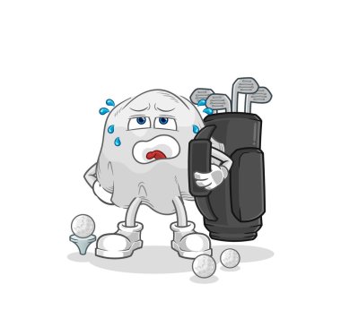 the ghost with golf equipment. cartoon mascot vecto