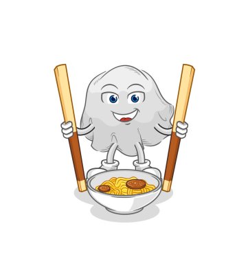 the ghost eat noodle cartoon. character mascot vecto