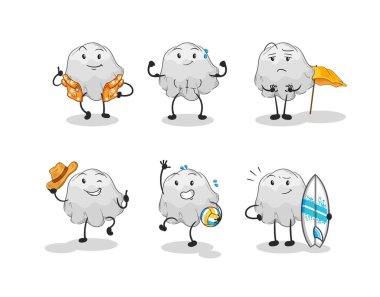 the ghost beach vacation set character. cartoon mascot vecto