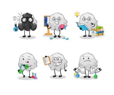 the ghost scientist group character. cartoon mascot vecto