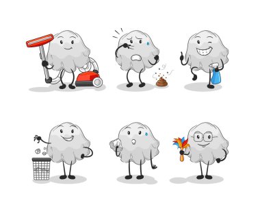 the ghost cleaning group character. cartoon mascot vecto