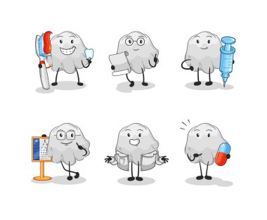 the ghost doctor group character. cartoon mascot vecto