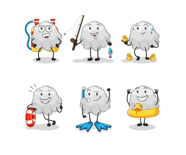the ghost water activity group. cartoon mascot vecto