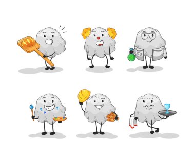 the ghost profession set character. cartoon mascot vecto