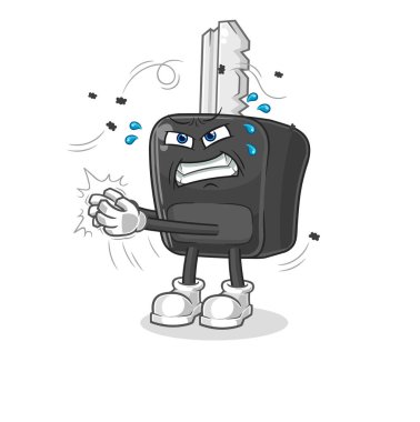 the car key swat fly character. cartoon mascot vecto