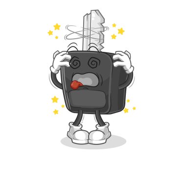 the car key dizzy head mascot. cartoon vecto