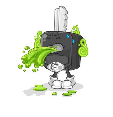 the car key throw up cartoon. cartoon mascot vecto