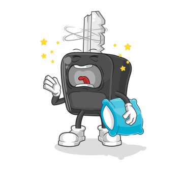the car key yawn character. cartoon mascot vecto