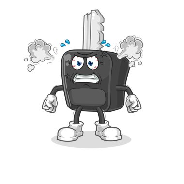the car key very angry mascot. cartoon vecto
