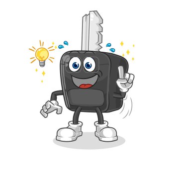the car key got an idea cartoon. mascot vecto