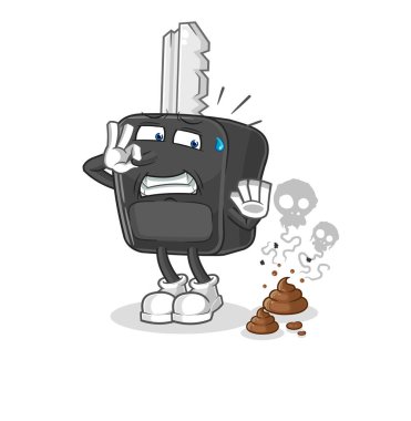 the car key with stinky waste illustration. character vecto